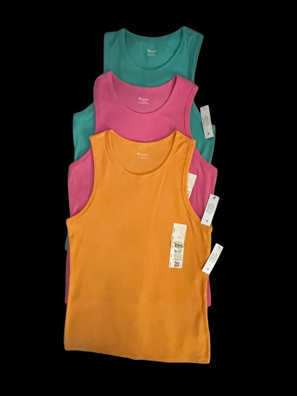 No Boundaries Women’s Ribbed Tank Top - Orange, Pink, Teal L 12-14